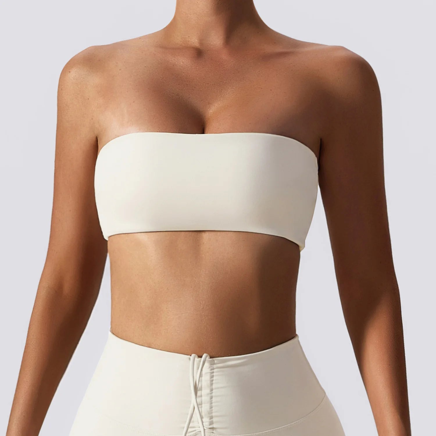 White strapless bra in ivory, colour swatch front view