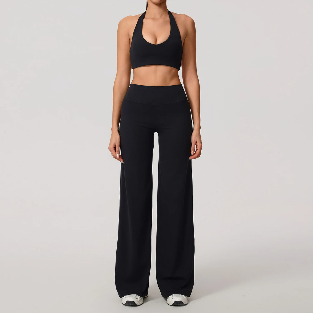 Black workout set colour swatch, full length front view