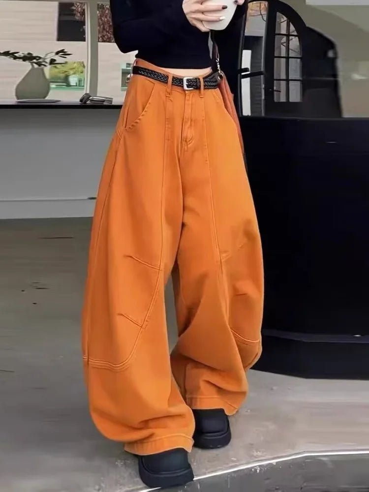 Barrel Pants for Women in Burnt Orange with a Baggy Leg - TGC Boutique - Pants