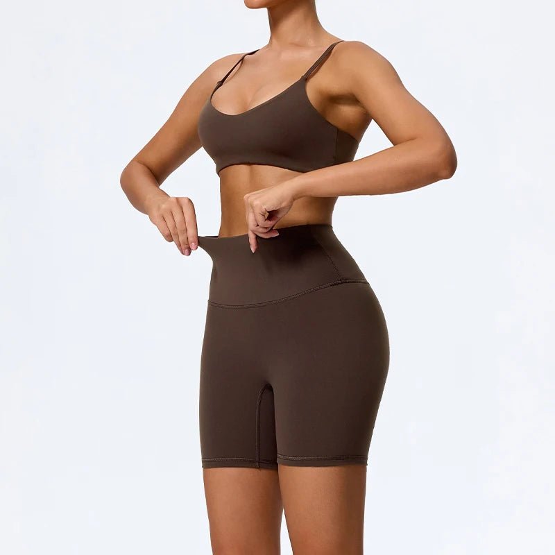 Biker Shorts and Sports Bra Set for Women with High Waist - TGC Boutique - Activewear Sets