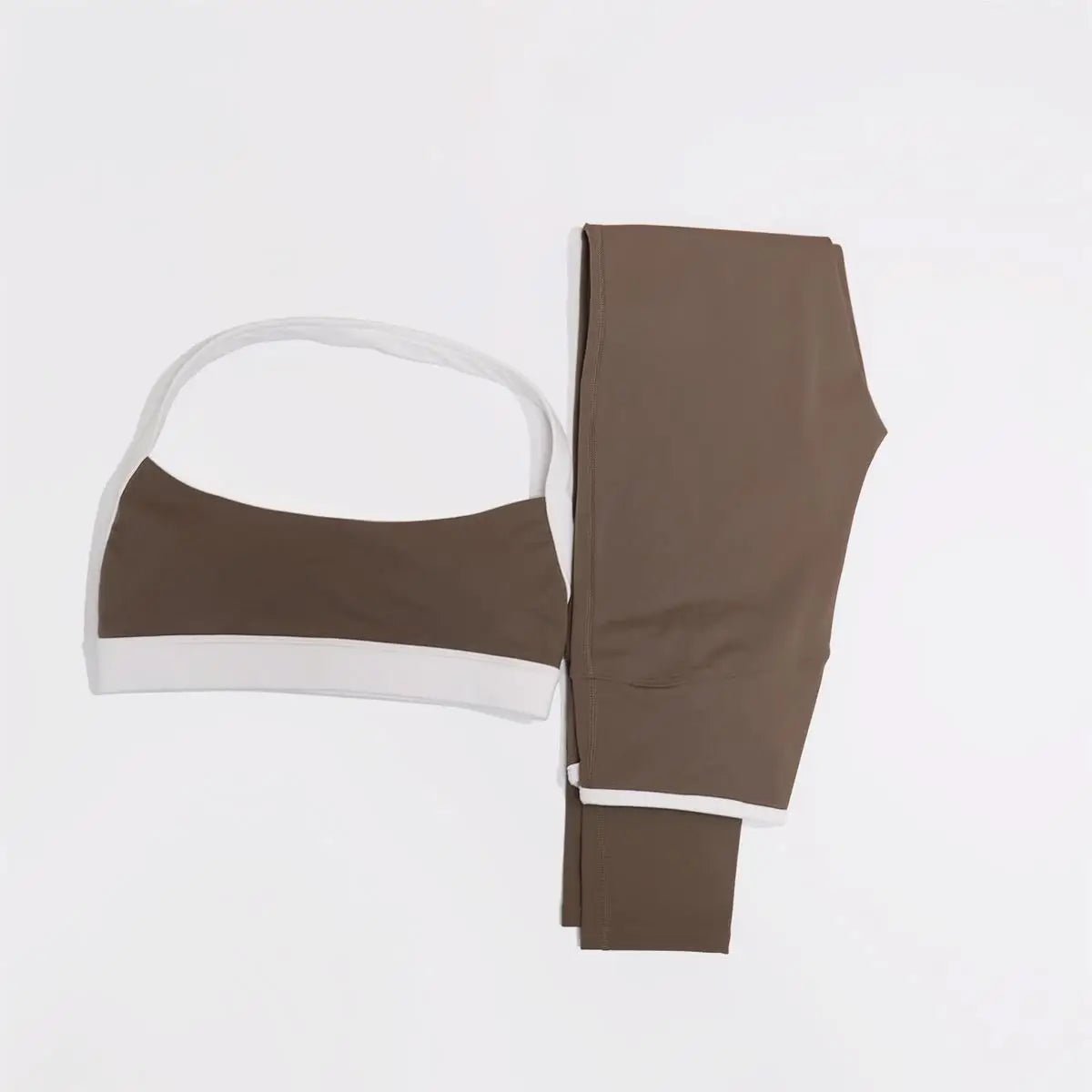 Caramel butt lift leggings set, flat lay, second angle