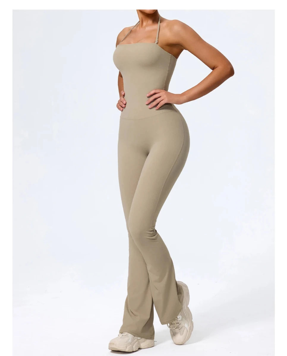 Sand one piece jumpsuit, front, hand on hip