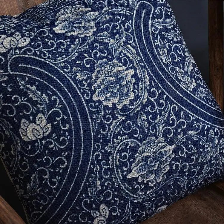 Ethnic Blue Floral Decorative Pillows Sofa Cushion Cover Flower Bird Pillowcase Living Room Decoration Farmhouse Pillow Case - TGC Boutique -