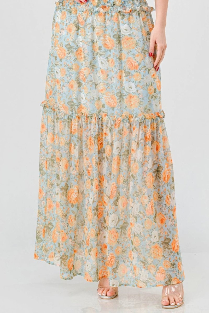 Floral Off Shoulder Wedding Guest Maxi Dress - TGC Boutique - maxi dress