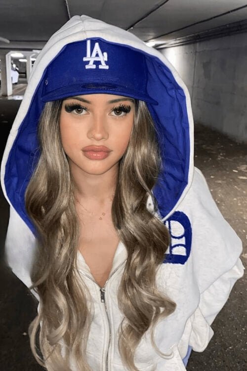 Letter embroidery Oversized Zip Up Comfy Off White Hoodie - TGC Boutique - Tops