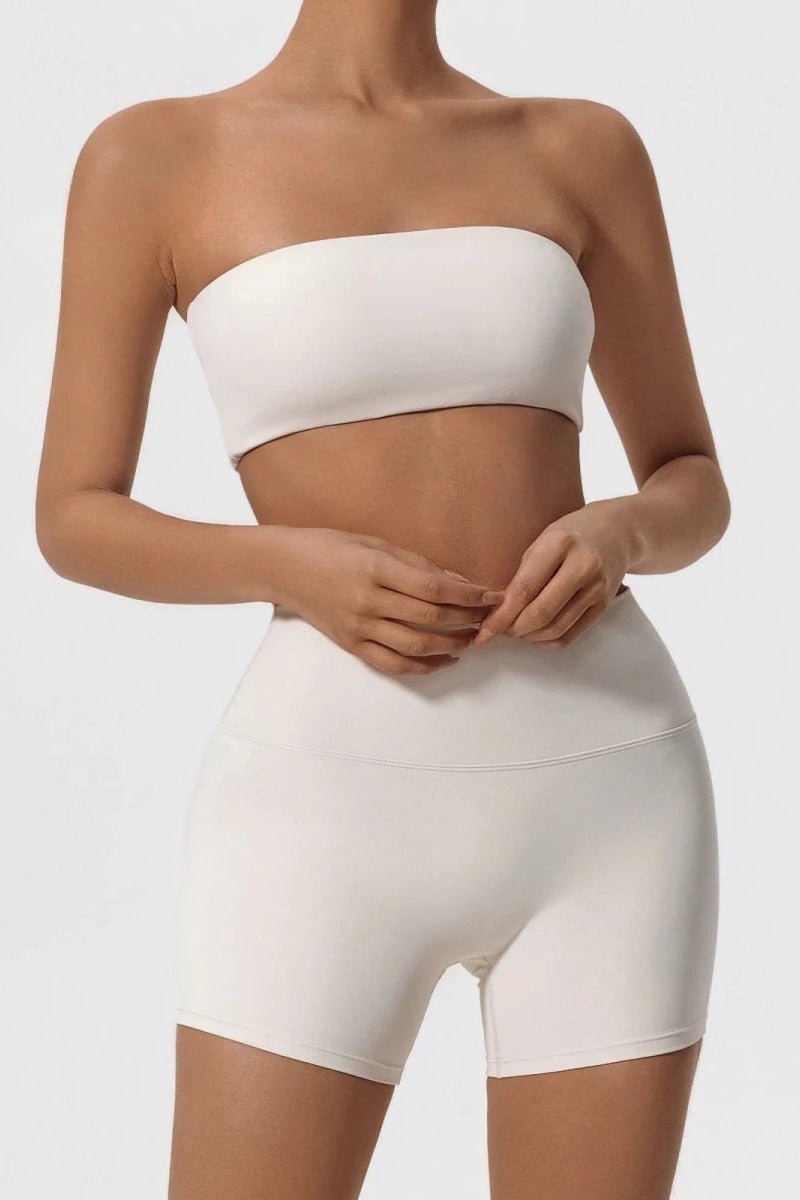 Matching Workout Set with Strapless Sports Bra and Shorts - TGC Boutique - Activewear Sets