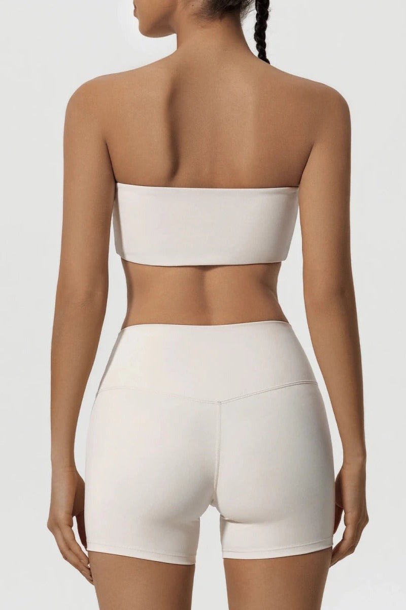 Matching Workout Set with Strapless Sports Bra and Shorts - TGC Boutique - Activewear Sets