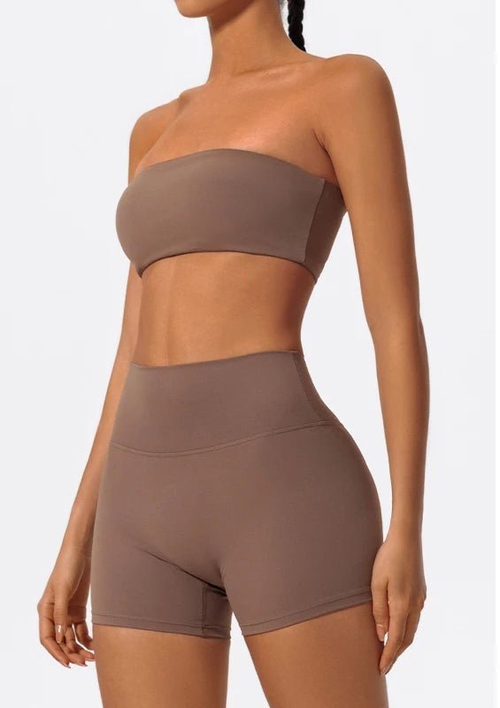 Matching Workout Sets for Women with Bandeau Bra and Shorts - TGC Boutique - Activewear Sets