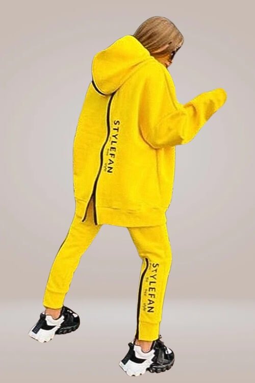 Organic Cotton Sports Sweatshirt Back Zipper Hooded Two-piece Set - TGC Boutique - Sweatshirt 2 Piece Set