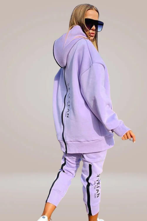 Organic Cotton Sports Sweatshirt Back Zipper Hooded Two-piece Set - TGC Boutique - Sweatshirt 2 Piece Set