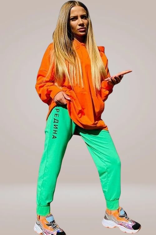 Organic Cotton Sports Sweatshirt Back Zipper Hooded Two-piece Set - TGC Boutique - Sweatshirt 2 Piece Set