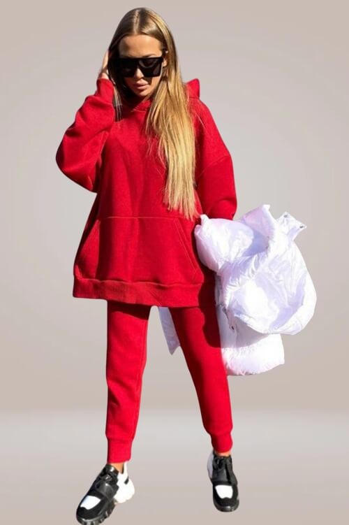 Organic Cotton Sports Sweatshirt Back Zipper Hooded Two-piece Set - TGC Boutique - Sweatshirt 2 Piece Set