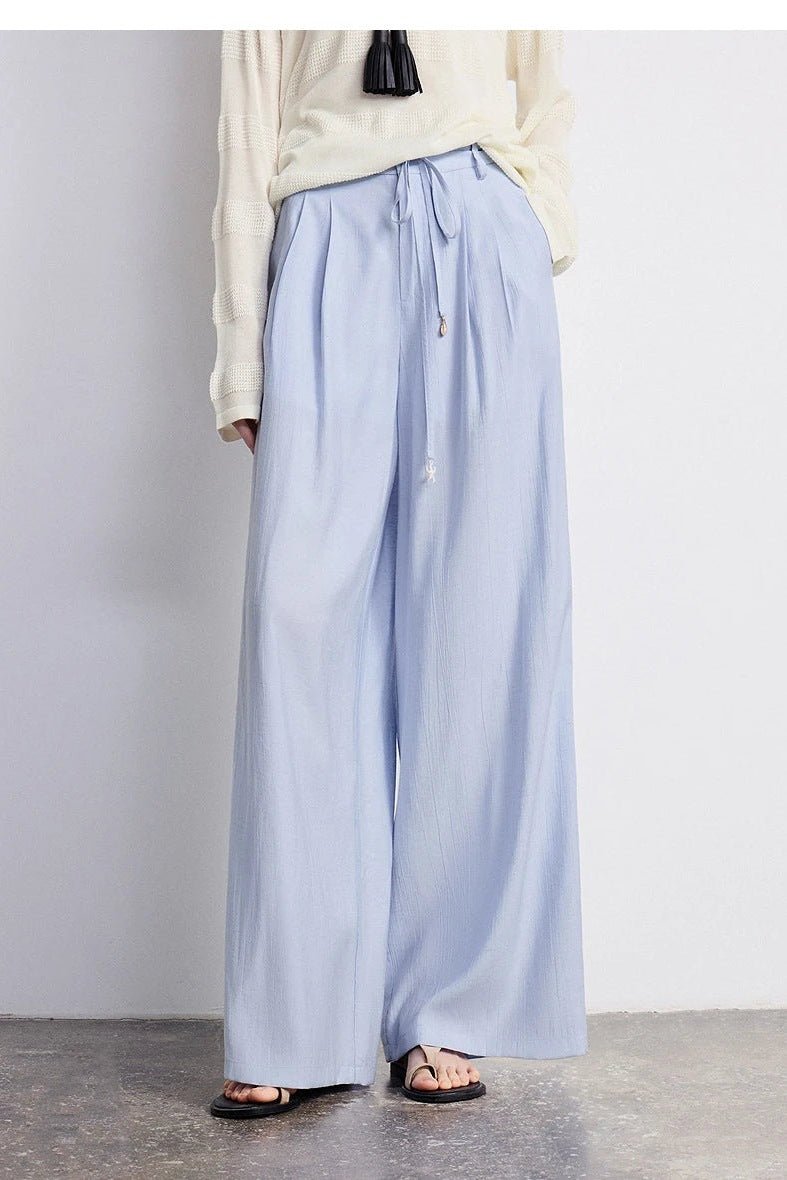 Palazzo Pants for Women, Flowy Pleated Drawstring Pants - TGC Boutique - Pants