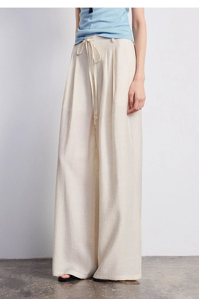 Palazzo Pants for Women, Flowy Pleated Drawstring Pants - TGC Boutique - Pants