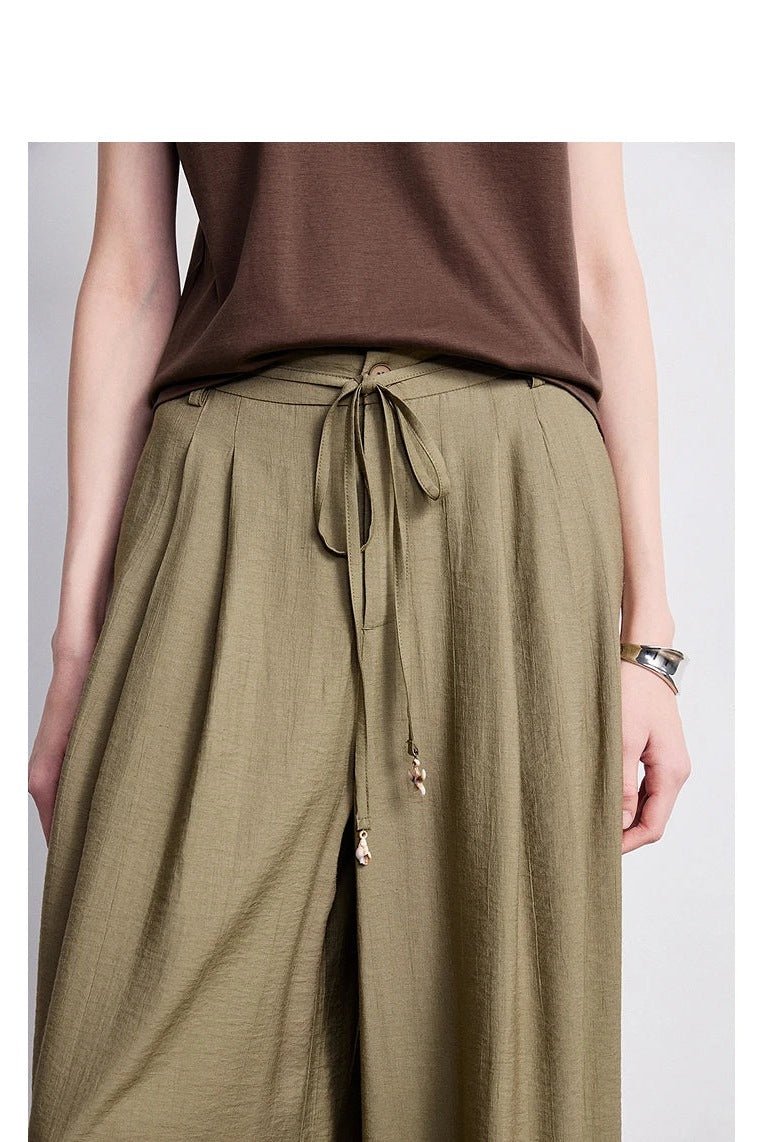 Palazzo Pants for Women, Flowy Pleated Drawstring Pants - TGC Boutique - Pants