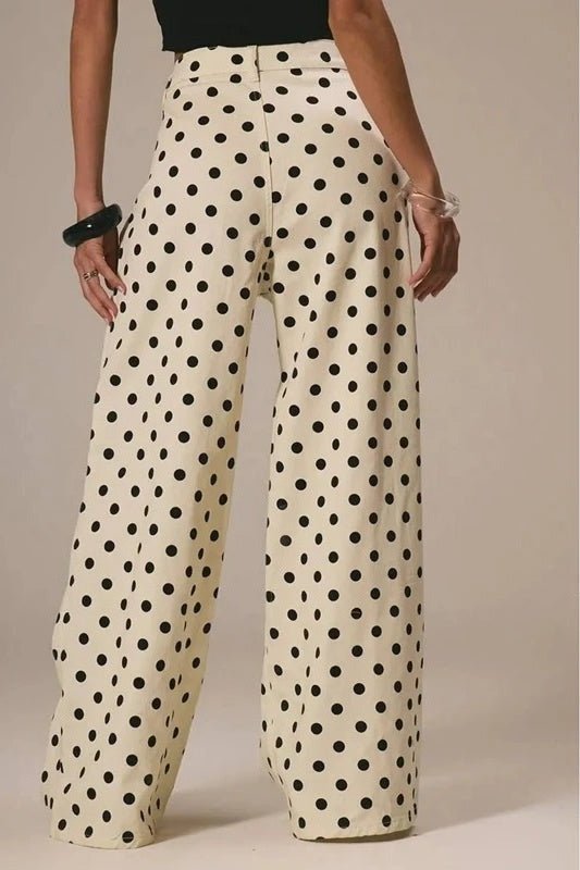 Polka Dot Pants for Women, High Waisted Wide Leg Jeans - TGC Boutique - Jeans