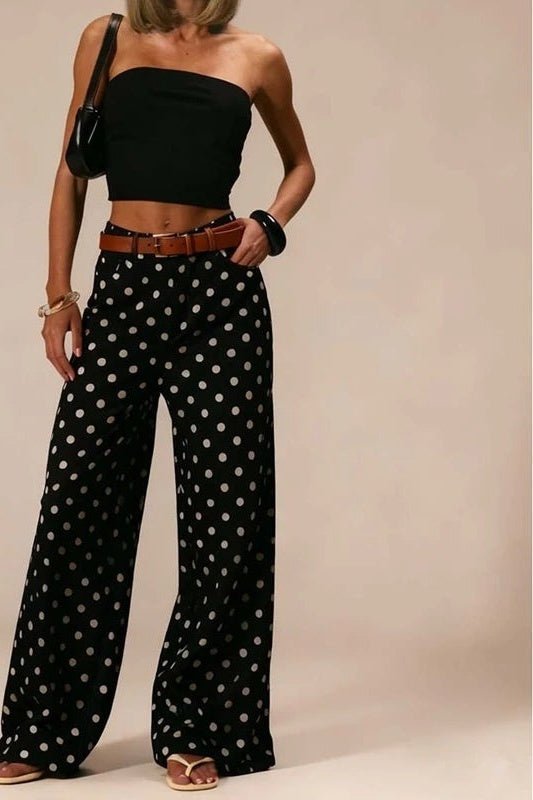 Polka Dot Pants for Women, High Waisted Wide Leg Jeans - TGC Boutique - Jeans
