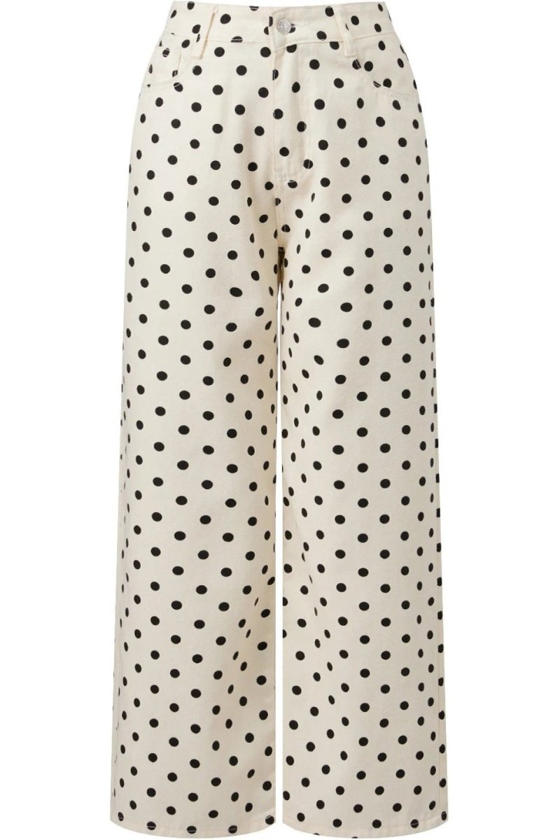 Polka Dot Pants for Women, High Waisted Wide Leg Jeans - TGC Boutique - Jeans