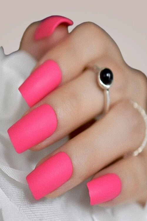 Press On Nails Hot Pink Matte Square Coffin Tip Nail Kit - TGC Boutique - Press On Nails