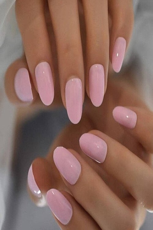 Press On Nails Short Pink Glossy Almond Nail Kit - TGC Boutique - Press On Nails