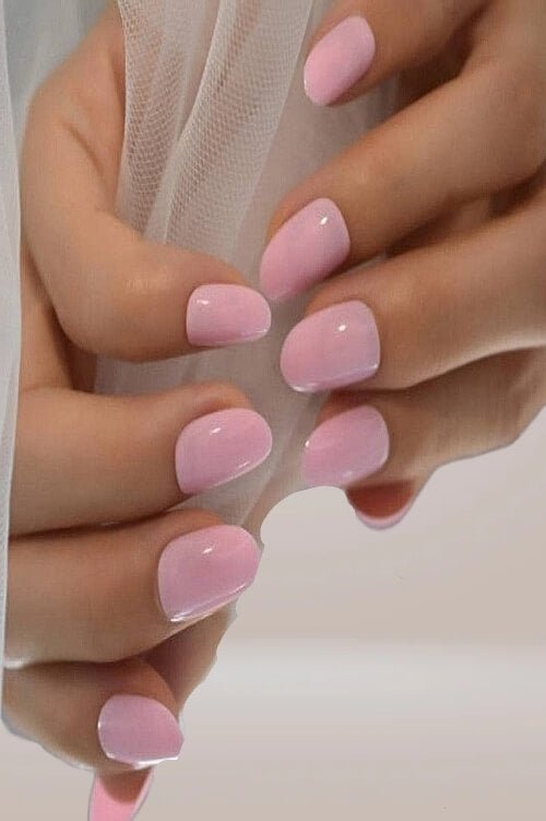 Press On Nails Short Pink Glossy Almond Nail Kit - TGC Boutique - Press On Nails
