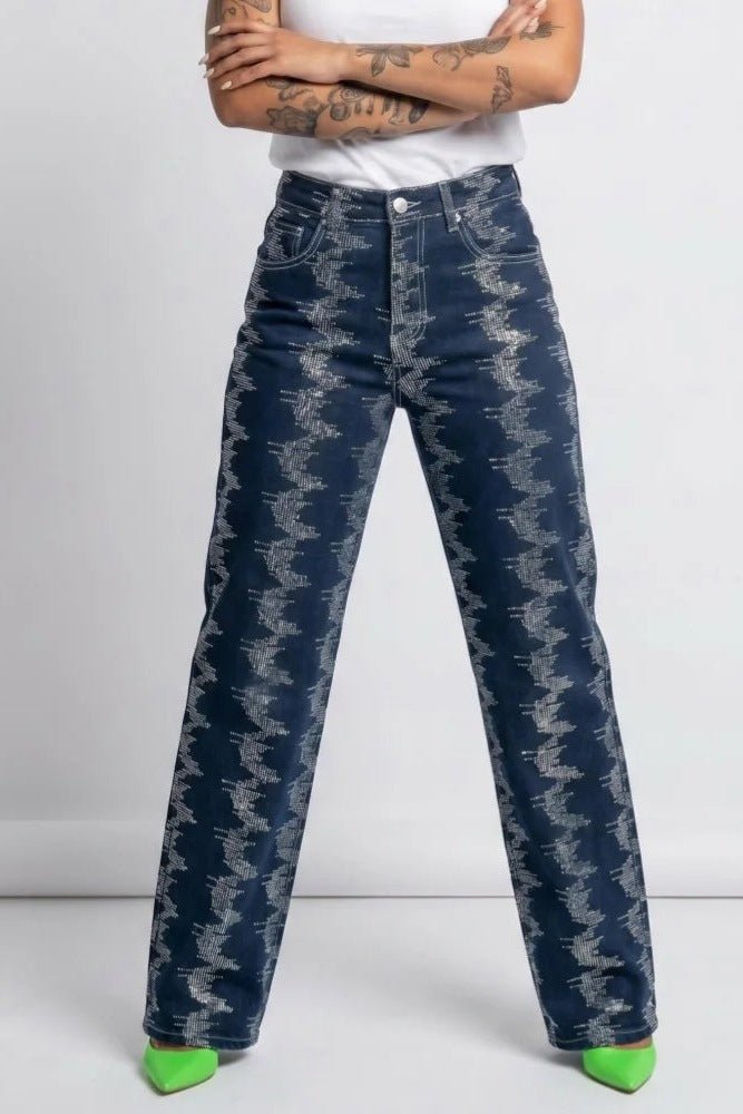 Rhinestone Jeans for Women, Dark Wash Bling Jeans - TGC Boutique - Jeans
