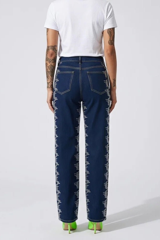 Rhinestone Jeans for Women, Dark Wash Bling Jeans - TGC Boutique - Jeans