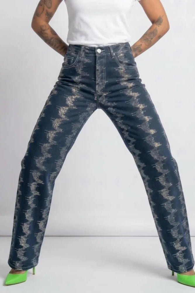 Rhinestone Jeans for Women, Dark Wash Bling Jeans - TGC Boutique - Jeans