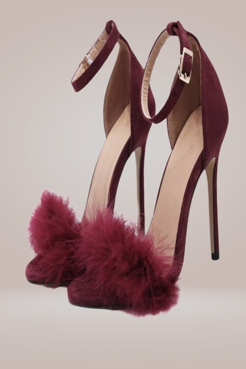 Stiletto High Heel Sandals With Fluffy Fur - TGC Boutique - High Heel Sandals