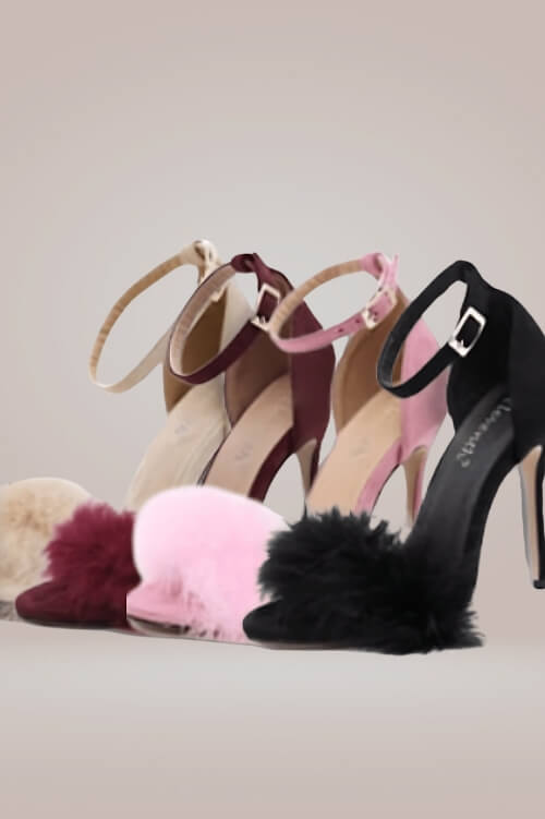 Stiletto High Heel Sandals With Fluffy Fur - TGC Boutique - High Heel Sandals