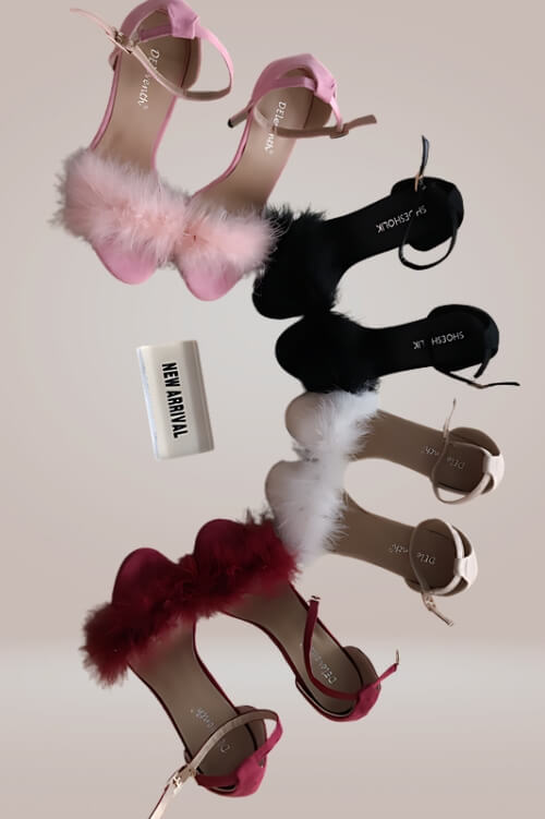 Stiletto High Heel Sandals With Fluffy Fur - TGC Boutique - High Heel Sandals