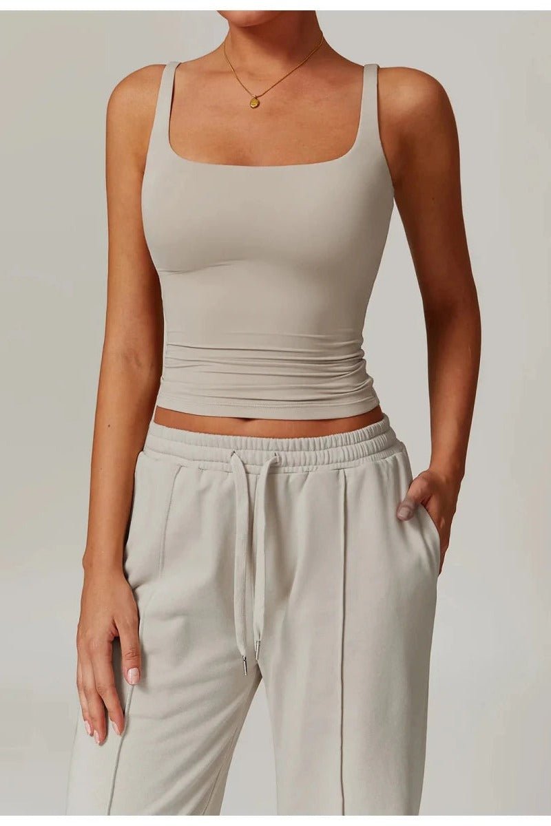 Tank Top with Built in Bra and Square Neck for Women - TGC Boutique - Activewear Tops