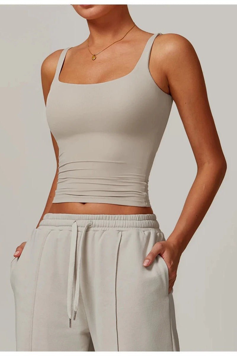 Tank Top with Built in Bra and Square Neck for Women - TGC Boutique - Activewear Tops