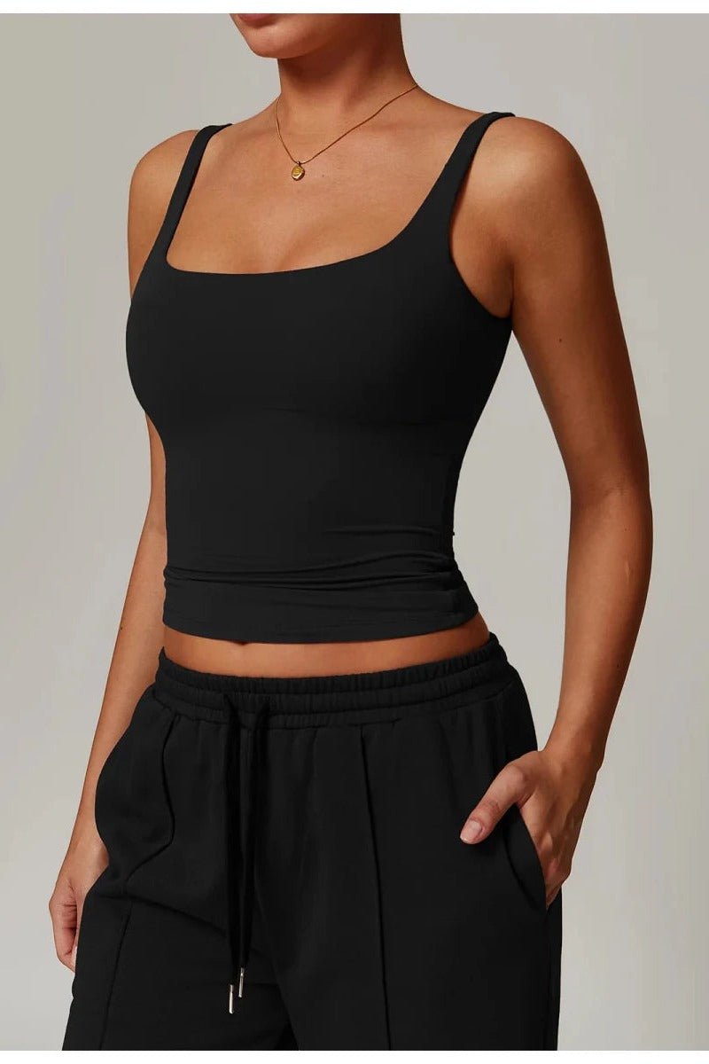 Tank Top with Built in Bra and Square Neck for Women - TGC Boutique - Activewear Tops