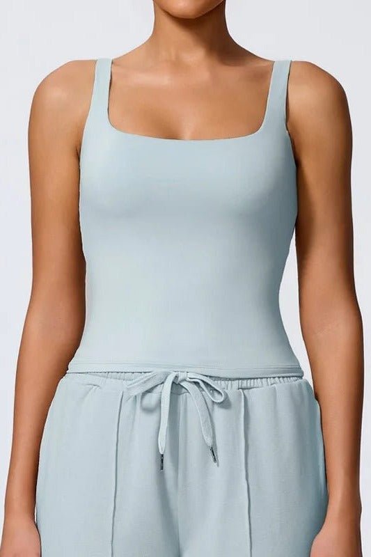 Tank Top with Built in Bra and Square Neck for Women - TGC Boutique - Activewear Tops