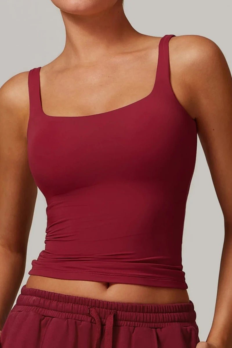 Tank Top with Built in Bra and Square Neck for Women - TGC Boutique - Activewear Tops