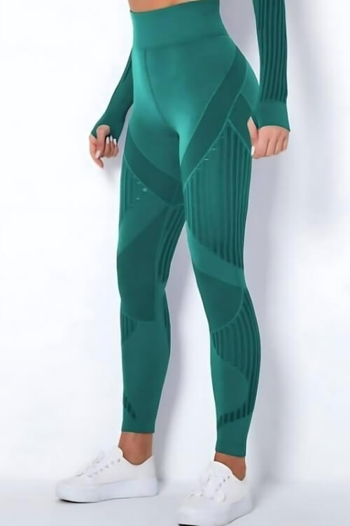 Tummy Control High Waist Seamless Green Leggings - TGC Boutique - Leggings