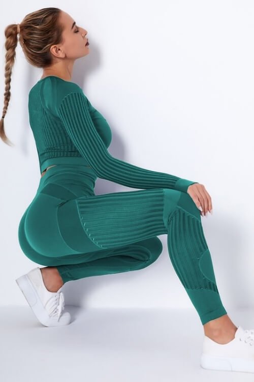 Tummy Control High Waist Seamless Green Leggings - TGC Boutique - Leggings