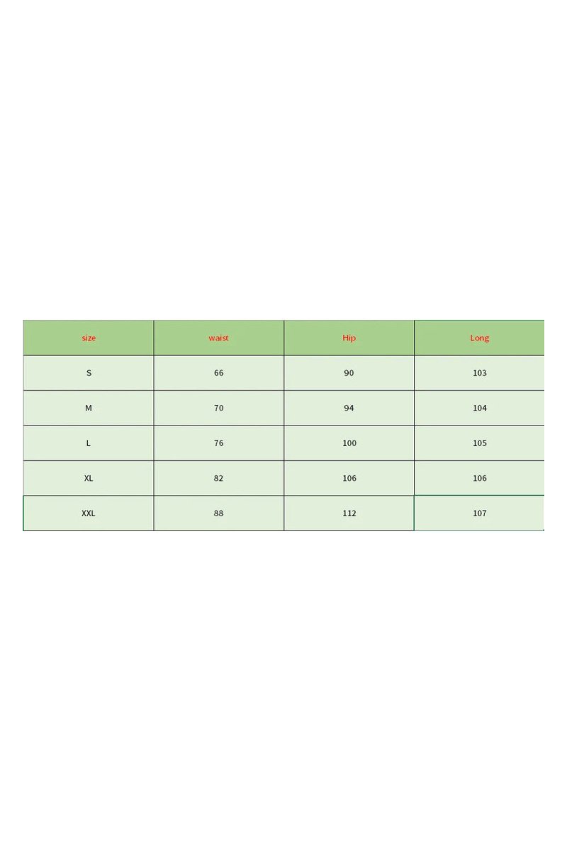 Size chart for wide leg cargo jeans, S to XXL, waist hip and length in cm