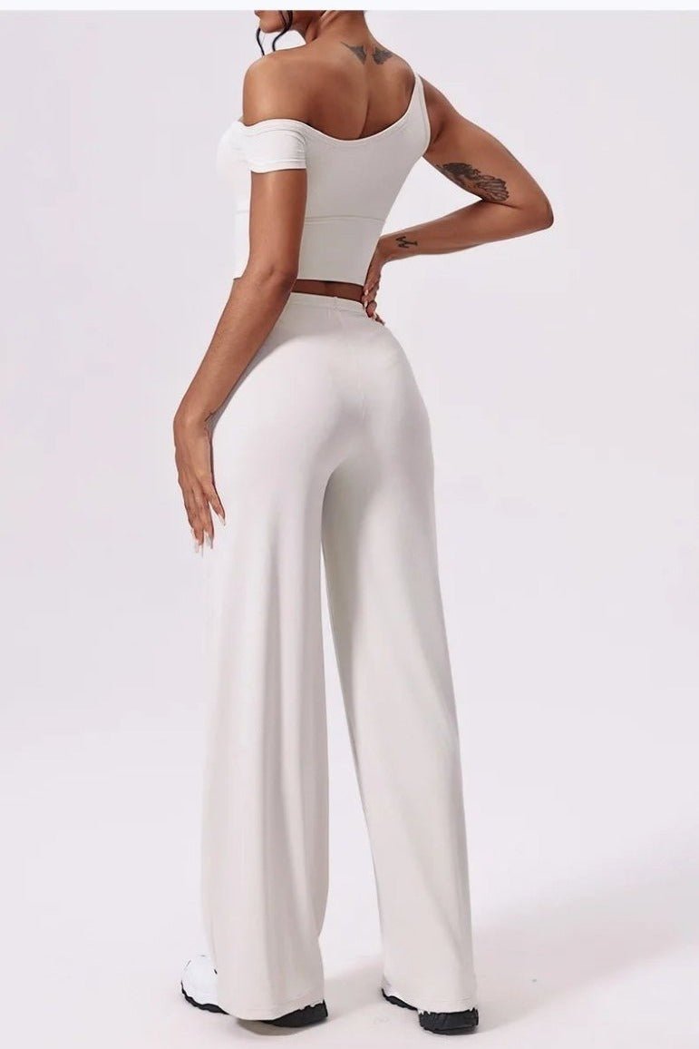 Wide Leg Yoga Pants for Women with a High Drawstring Waist - TGC Boutique - Activewear Pants