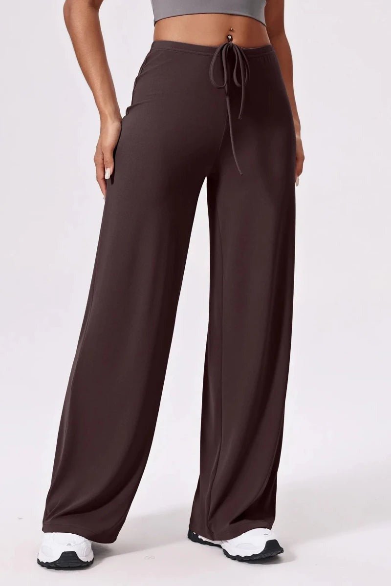Wide Leg Yoga Pants for Women with a High Drawstring Waist - TGC Boutique - Activewear Pants