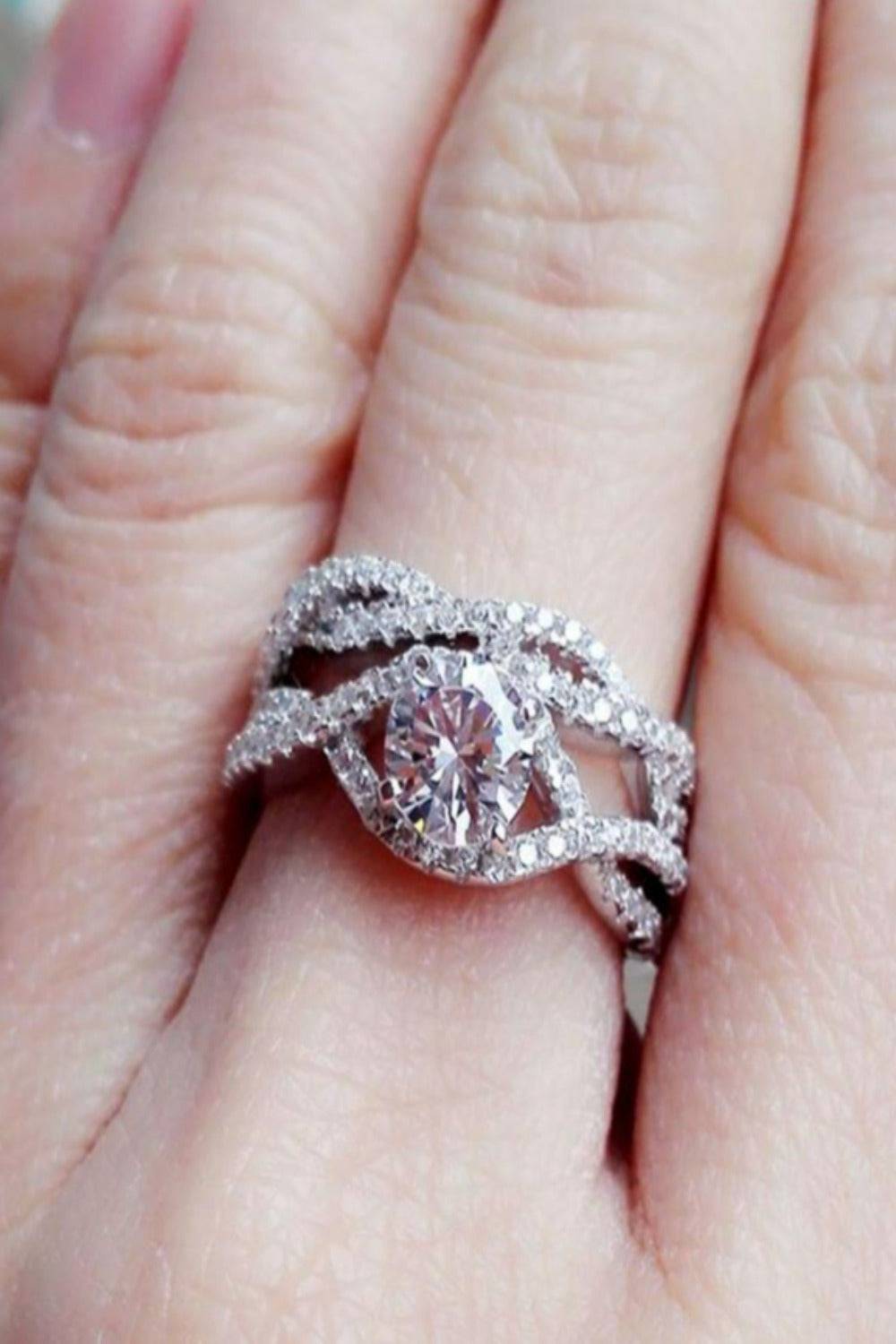 1 Carat Round Cut Engagement Bridal Sterling Silver Ring Set - TGC Boutique - rings