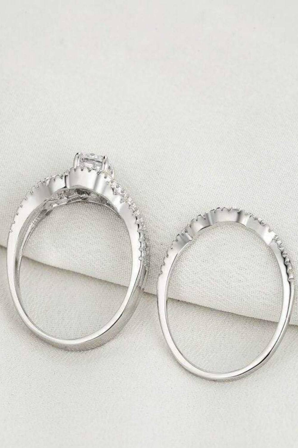 1 Carat Round Cut Engagement Bridal Sterling Silver Ring Set - TGC Boutique - rings