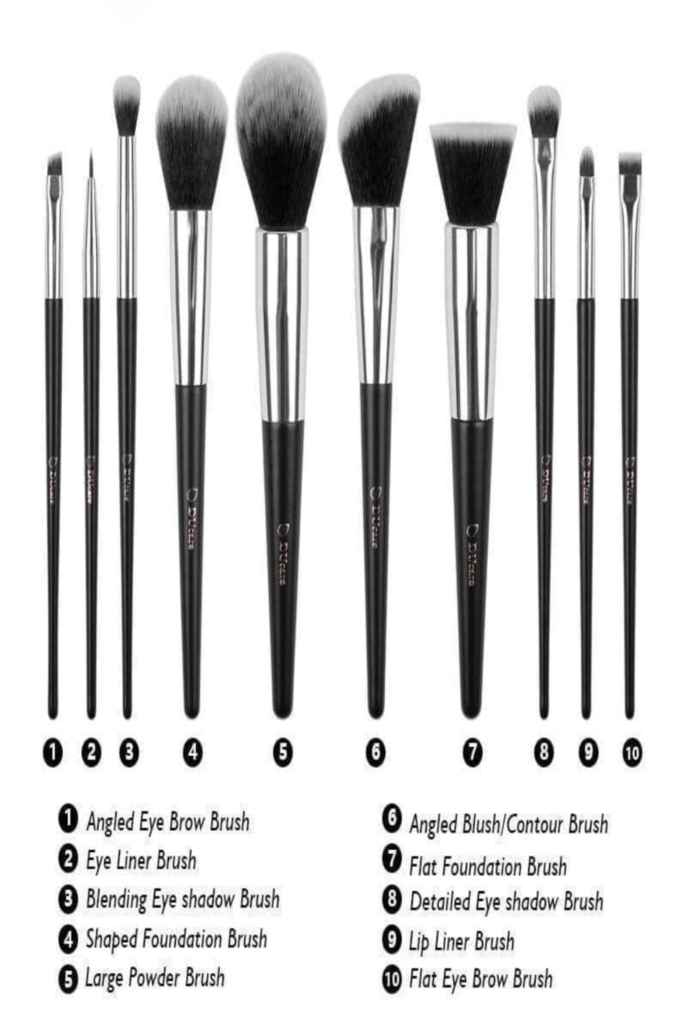 10 Pc Professional Makeup Brush Set with Travel Case - TGC Boutique - Makeup Brushes
