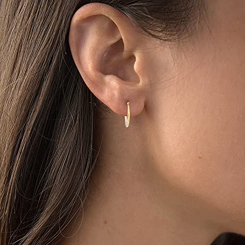 14K Gold Tricolor Diamond Cut Heart Hoop Earrings - TGC Boutique - Gold Earrings