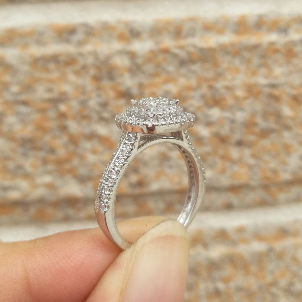 1.6 Ct Round Cut Conflict Free Simulated Diamond Sterling Silver Ring Set - TGC Boutique - Engagement Ring Set