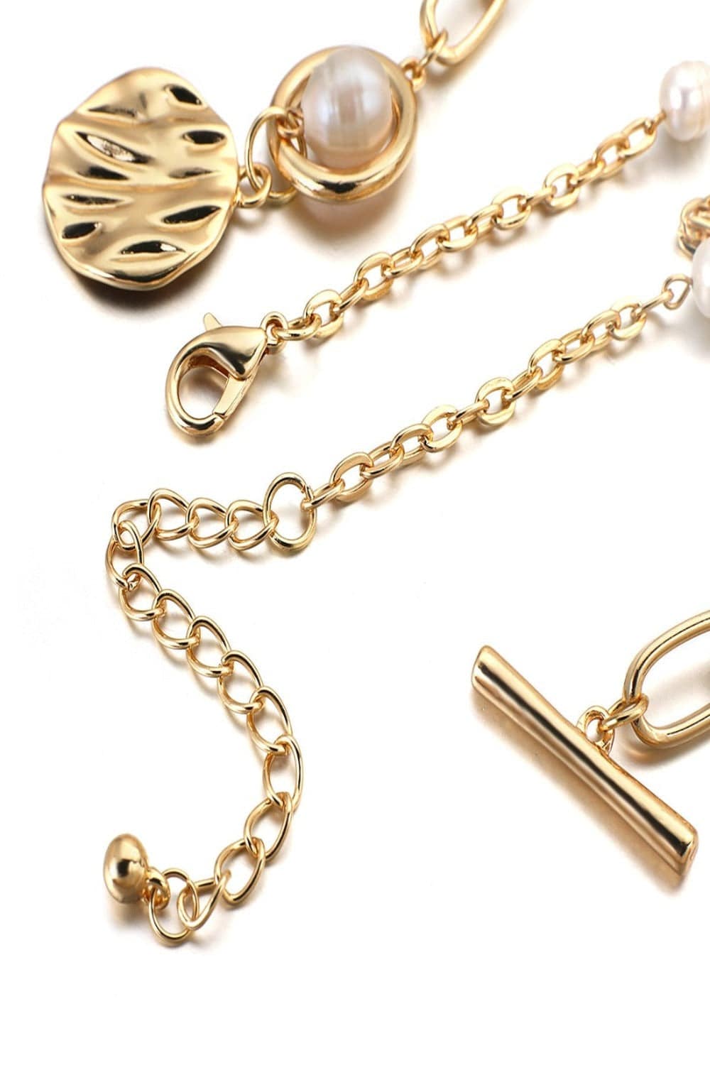 2 Tier Pearl Chain Pendant Gold Layered Necklace - TGC Boutique - Gold Necklace