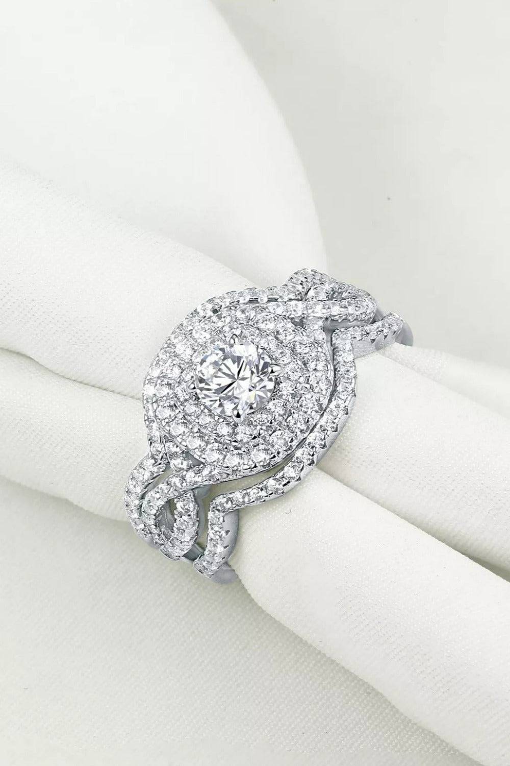 3 Pc Round Cut Sterling Silver Ring Set - TGC Boutique - Engagement Ring Set