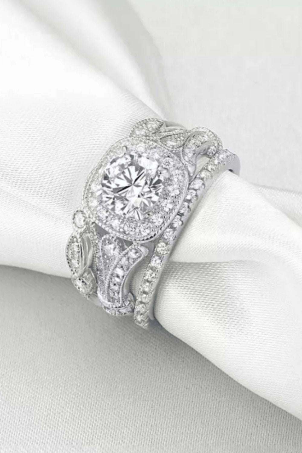 3 Piece Sterling Silver Engagement Ring Set - TGC Boutique - rings