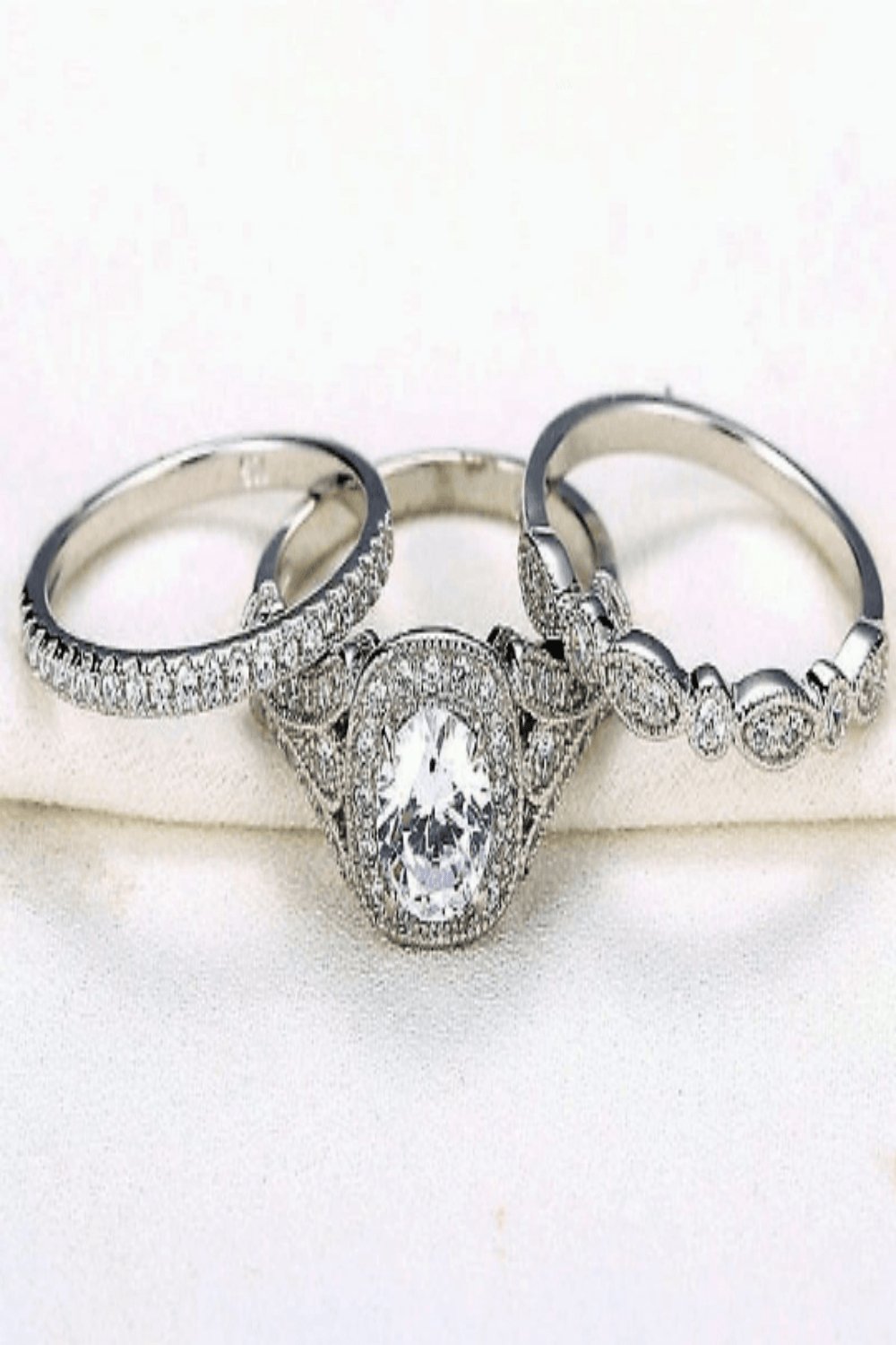 3 Piece Sterling Silver Engagement Ring Set - TGC Boutique - rings